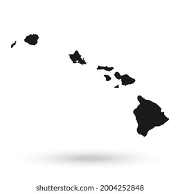 Hawaii black map on white background