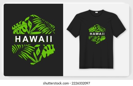 Hawaii Black Printed T Shirt Design Vector Graphics 