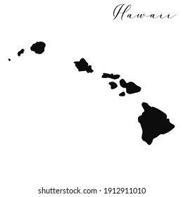 Hawaii black silhouette vector map. Editable high quality illustration of the American state of Hawaii simple map