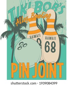 hawaii bowling palm print vector