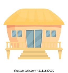 Hawaii bungalow icon cartoon vector. Beach house. Sea villa