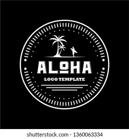 Hawaii Cafe Logo Design Inspiration . Hawaii Restaurant Logo . Vintage Beach Logo Template