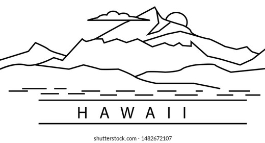 Hawaii city line icon. Element of USA states illustration icons. Signs, symbols can be used for web, logo, mobile app, UI, UX
