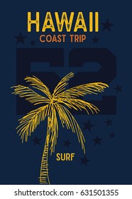 hawaii coast trip.t-shirt print poster vector illustration