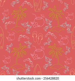 Hawaii cocktail pattern beach red color