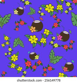 Hawaii cocktail seamless pattern
