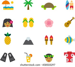 HAWAII colored flat icons