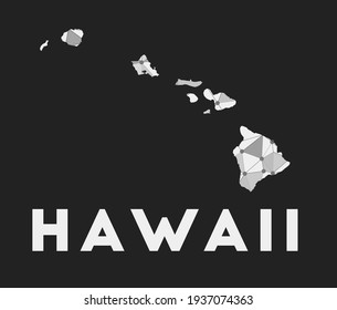 Hawaii - communication network map of island. Hawaii trendy geometric design on dark background. Technology, internet, network, telecommunication concept. Vector illustration.