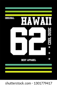 hawaii cool dude,t-shirt design