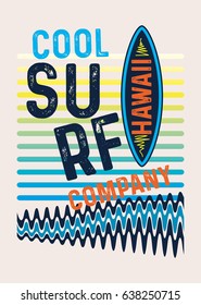 hawaii cool surf company,t-shirt print poster vector illustration