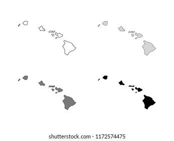Hawaii County Map (Gray, Black, White)