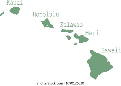 Hawaii County Map Vector Outline Gray Stock Vector (Royalty Free ...