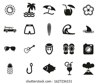 Hawaii Culture & Lifestyle Icons Black & White Set Big