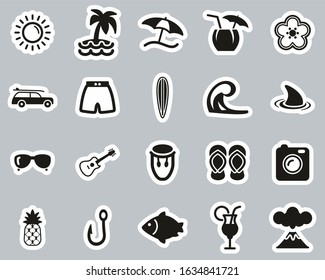 Hawaii Culture & Lifestyle Icons Black & White Sticker Set Big