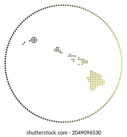 Hawaii digital badge. Dotted style map of Hawaii in circle. Tech icon of the island with graduated dots. Classy vector illustration.