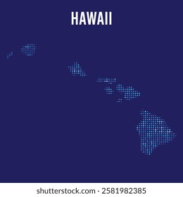 Hawaii digital DOTTED MAP on blue background.eps
