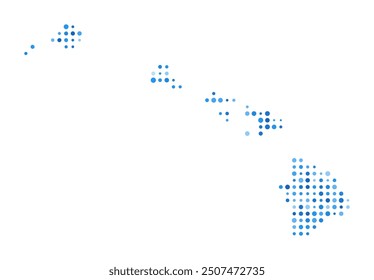 Hawaii Dot Map. Island Digital Style Shape. Hawaii vector image. Island shape blue circular dots. Awesome vector illustration.