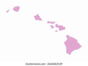Hawaii dotted map. Digital style map of the state on a white background. Hawaii shape with circle dots. Colored dots style. Small size circles. Amazing vector illustration.