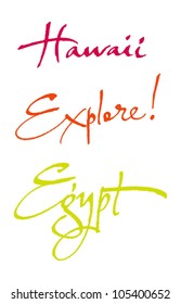 "Hawaii. Ägypten. Entdecken Sie!" Original handgeschriebene Kalligrafie für Ihr Logo, Ihre Website oder Ihre Werbung