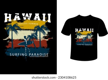 Hawaii endless summer surfing paradise t shirt design 