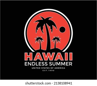 Hawaii Endless Summer Vector T-shirt Design 