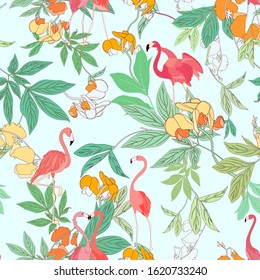 Hawaii Exotic Wallpaper Seamless Vector Pattern