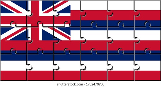 hawaii flag made with jigsaw puzzle pieces.