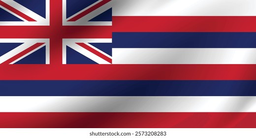 Hawaii flag official colors and proportion digital vector illustration. Pleated flag.