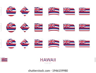 Hawaii flag set, simple flags of Hawaii with three different effects. Vector illustration.