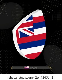 Hawaii Flag Shield icon in 3D on Dark Modern Abstract Rugby Background. Perfect for sports events, heritage themes, national celebrations, and patriotic designs.
