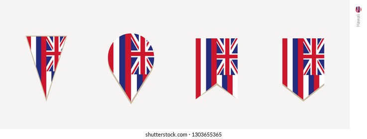 Hawaii flag in vertical design, vector illustration.