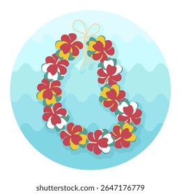 Hawaii flowers necklace, wreath icon. Beach. Summer. Summertime. Holiday. Vacation, eps 10