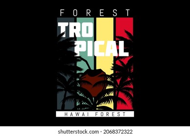 Hawaii forest silhouette retro design