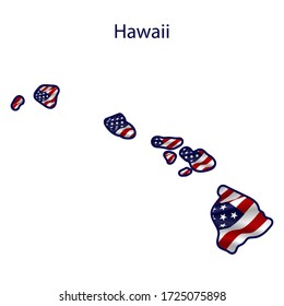Hawaii full of American flag waving in the wind