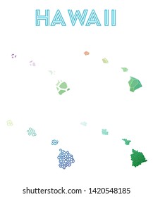 Hawaii geometric polygonal, mosaic style US state maps collection. Modern design for your infographics or presentation.
