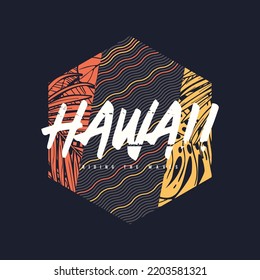 Hawaii graphic tee tropical design, print, illustration.