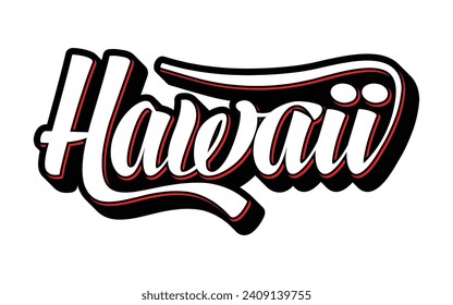 Hawaii hand lettering design calligraphy vector, Hawaii text vector trendy typography design