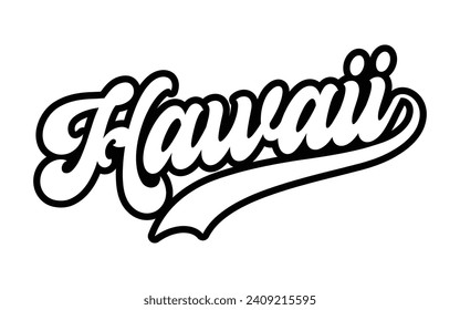 Hawaii hand lettering design calligraphy vector, Hawaii text vector trendy typography design