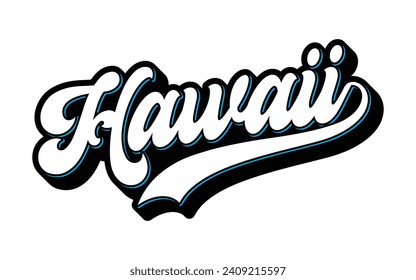 Hawaii hand lettering design calligraphy vector, Hawaii text vector trendy typography design