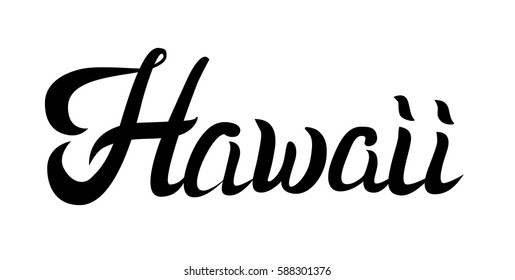 Hawaii hand lettering element isolated on white