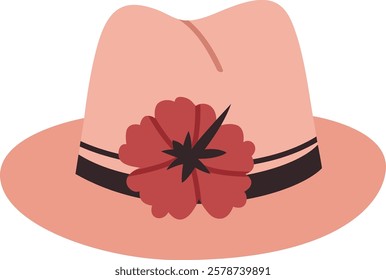 Hawaii hat vector illustration. Headdress on transparent background. Gentleman classic fashion item. Style accessoire. Design template for label, banner, badge, logo.
