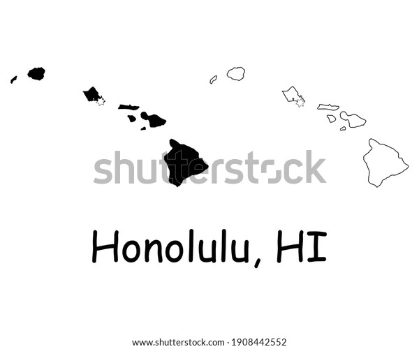 Hawaii Hi State Maps Usa Capital Stock Vector (Royalty Free) 1908442552 ...