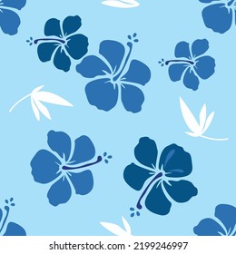 Hawaii hibiscus seamless pattern, background. Vector