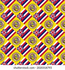 hawaii and honolulu flags, seamless pattern. vector illustration