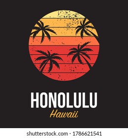 Hawaii Honolulu Logo Design Apparel T-shirt Vector illustration