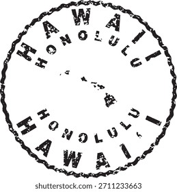 Hawaii Honolulu Runde Seal Map Design