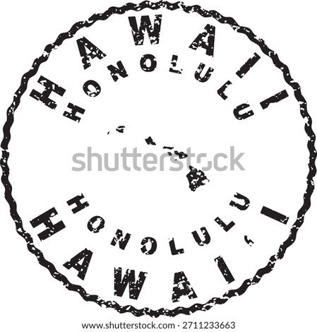 Hawaii Honolulu Round Seal Map Design