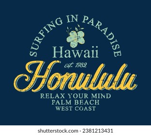 Hawaii Honolulu Surfen im Paradies Slogan Bearbeitbar T-Shirt Design Grafik Vektorgrafik für Männer und Frauen