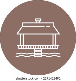 Hawaii House line circle icon vector image. Can be used for house, houses. Can also be used for web apps, mobile apps and print media.