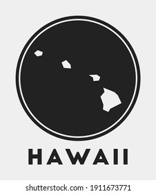 Hawaii icon. Round logo with US state map and title. Stylish Hawaii badge with map. Vector illustration.